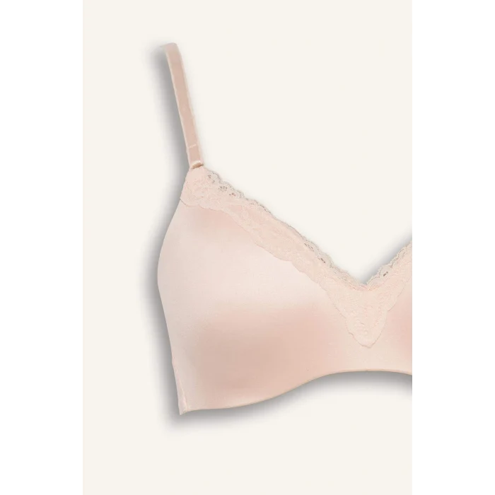 Defacto G4698AXPN675 Pembe Dantel Detaylı Saten Kaplı Pedli Balensiz Tişört Bra