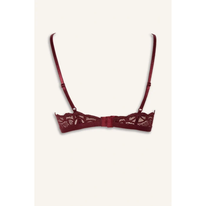 Defacto F5037AXBR210 Bordo Dantelli Simli Kapsız Pedsiz Balensiz Triangle Bra