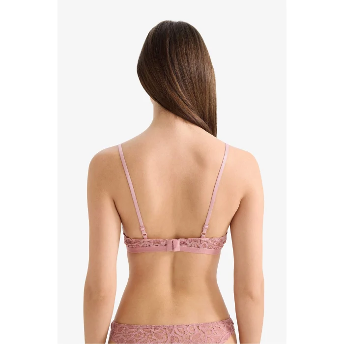 Defacto F5037AXBR86 Bordo Dantelli Simli Kapsız Pedsiz Balensiz Triangle Bra