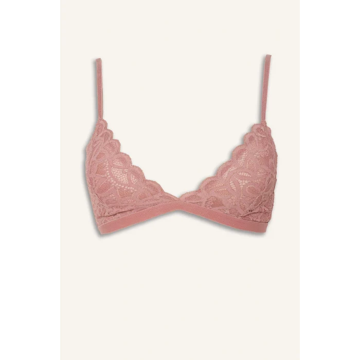 Defacto F5037AXBR86 Bordo Dantelli Simli Kapsız Pedsiz Balensiz Triangle Bra