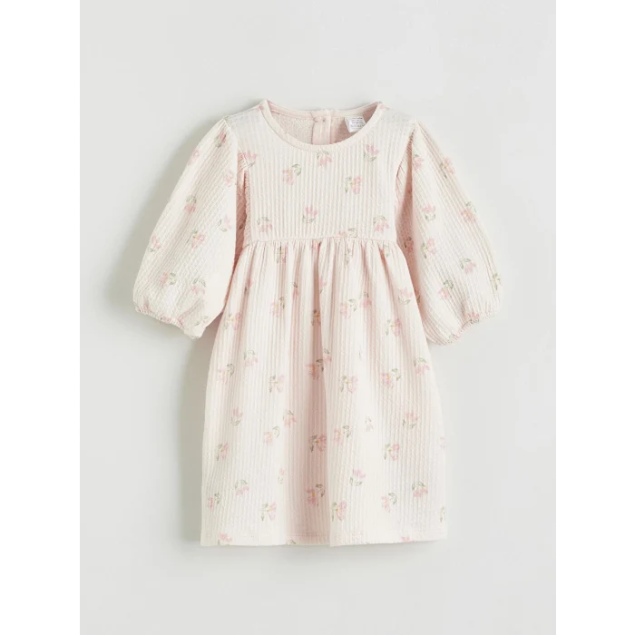 LCW baby Pembe Çiçekli Fırfırlı Kız Bebek Elbise