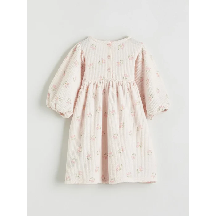 LCW baby Pembe Çiçekli Fırfırlı Kız Bebek Elbise