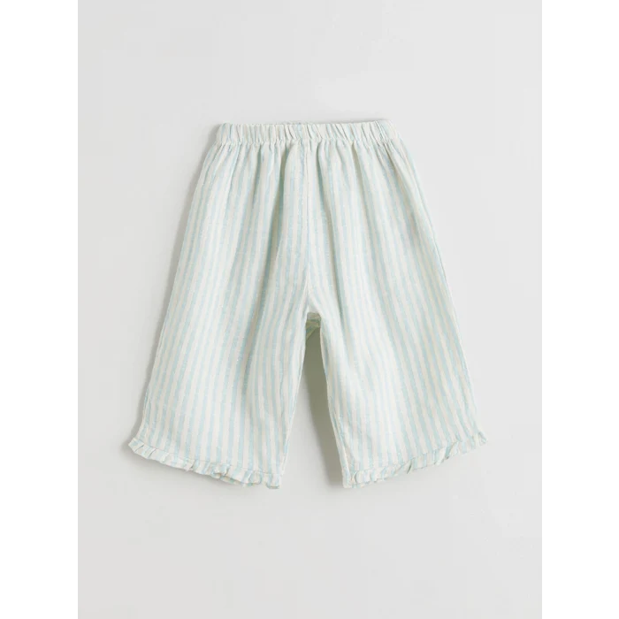 LCW baby Mavi Fırfırlı Kız Bebek Müslin Bluz ve Pantolon