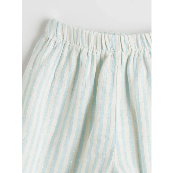 LCW baby Mavi Fırfırlı Kız Bebek Müslin Bluz ve Pantolon