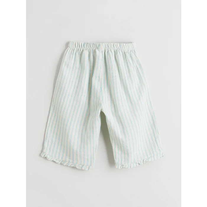 LCW baby Mavi Fırfırlı Kız Bebek Müslin Bluz ve Pantolon