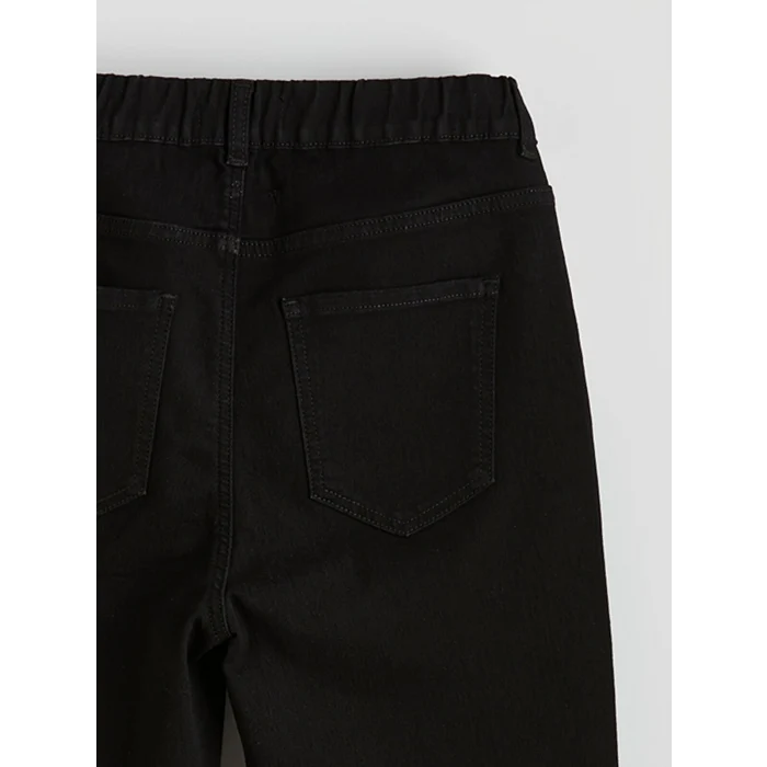 LCWAIKIKI Classic Siyah Beli Lastikli Slim Mom Kadın Jean Pantolon