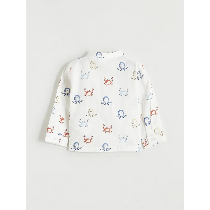 LCW baby Ekru Uzun Kollu Gömlek Ve Pantolon Erkek Bebek Takımı