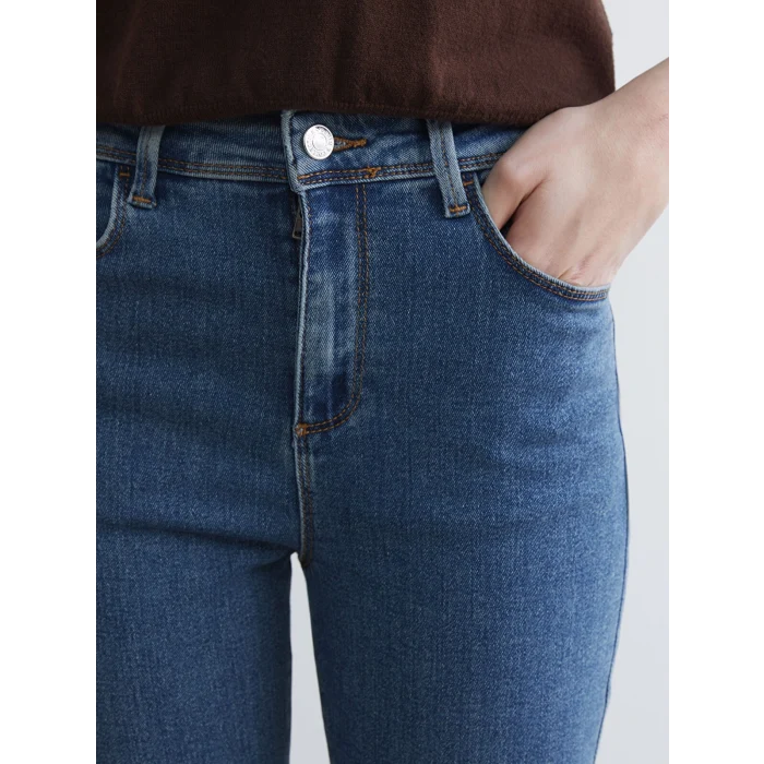 LCWAIKIKI Classic İndigo Yüksek Bel Slim Fit Kadın Jean Pantolon