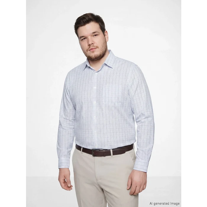 LCW BUSINESS Lacivert Regular Fit Uzun Kollu Ekose Gabardin Erkek Gömlek