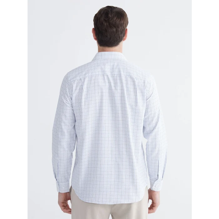 LCW BUSINESS Lacivert Regular Fit Uzun Kollu Ekose Gabardin Erkek Gömlek