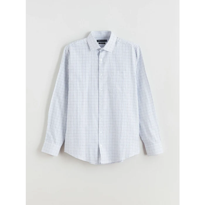 LCW BUSINESS Lacivert Regular Fit Uzun Kollu Ekose Gabardin Erkek Gömlek