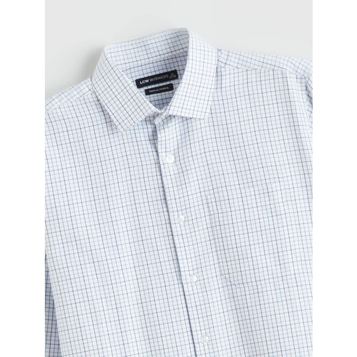LCW BUSINESS Lacivert Regular Fit Uzun Kollu Ekose Gabardin Erkek Gömlek