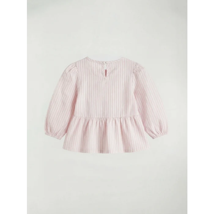 LCW baby Pembe Bisiklet Yaka Fiyonklu Kız Bebek Bluz ve Tayt