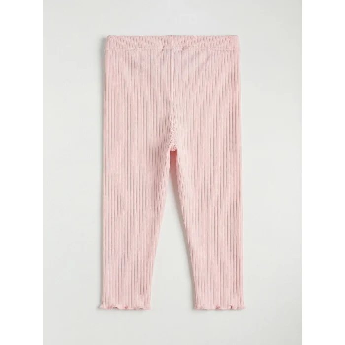 LCW baby Pembe Bisiklet Yaka Fiyonklu Kız Bebek Bluz ve Tayt