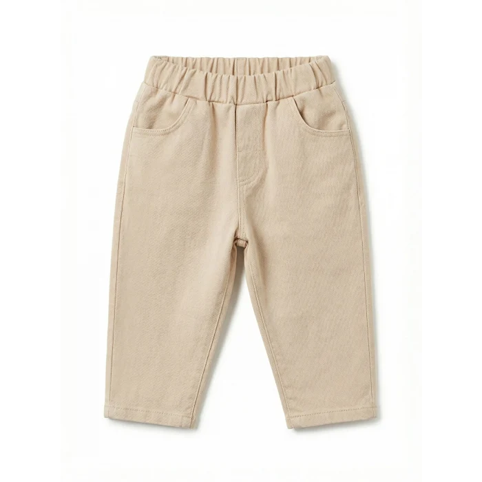 LCW baby Ekru Fırfırlı Kız Bebek Gabardin Bluz ve Pantolon