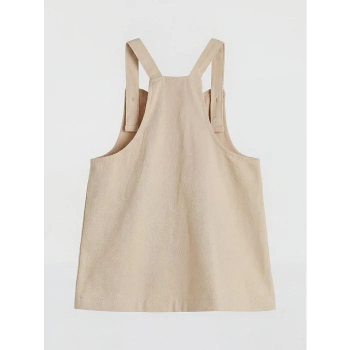 LCW baby Bej Bebe Yaka Desenli Kız Bebek Gabardin Elbise