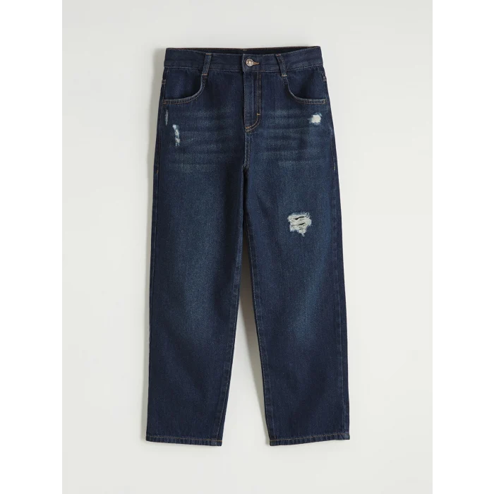 LCW Kids Siyah Loose Fit Yırtık Detaylı Erkek Çocuk Jean Pantolon