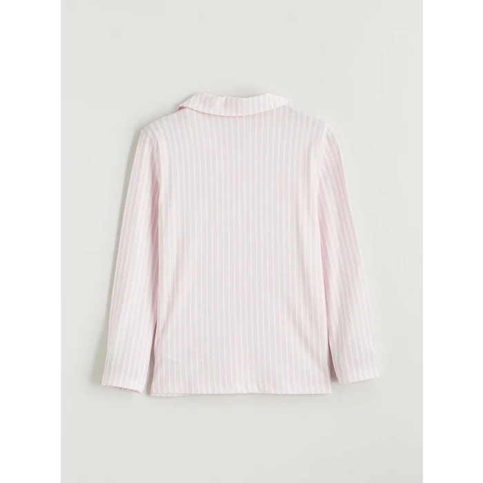 LCW Kids Beyaz Gömlek Yaka Kız Çocuk Pijama Takımı