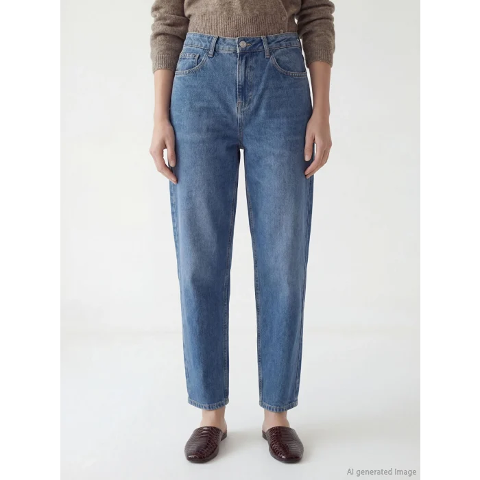 LCWAIKIKI Classic İndigo Barrel Fit Kadın Jean Pantolon