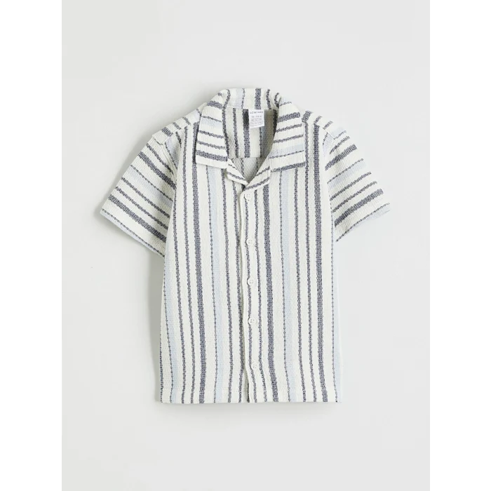 LCW baby Ekru Kısa Kollu Gömlek ve Pantolon Erkek Bebek Takımı