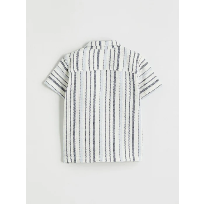 LCW baby Ekru Kısa Kollu Gömlek ve Pantolon Erkek Bebek Takımı