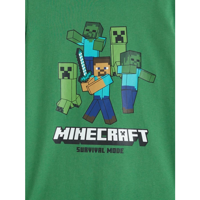 LCW Kids Yeşil Minecraft Baskılı Erkek Çocuk Pijama Takımı