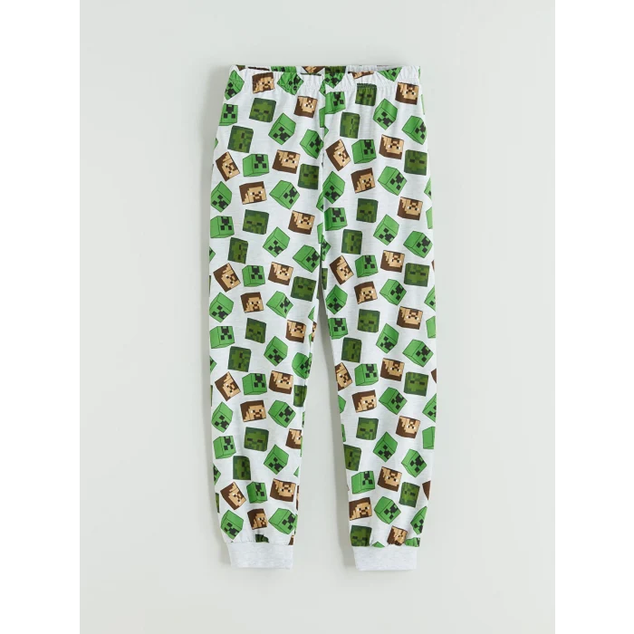 LCW Kids Yeşil Minecraft Baskılı Erkek Çocuk Pijama Takımı