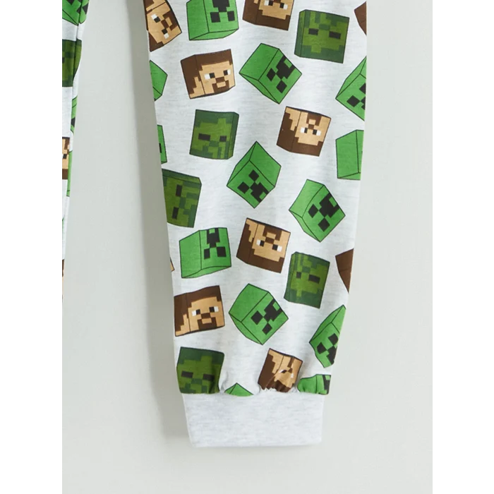 LCW Kids Yeşil Minecraft Baskılı Erkek Çocuk Pijama Takımı