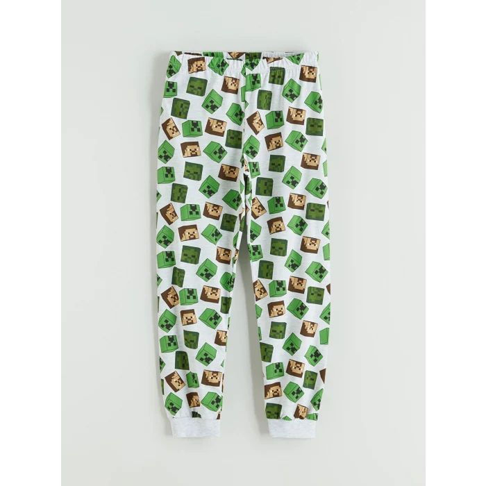 LCW Kids Yeşil Minecraft Baskılı Erkek Çocuk Pijama Takımı