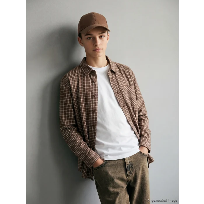 LCW Kids Kahverengi Ekose Erkek Çocuk Gömlek