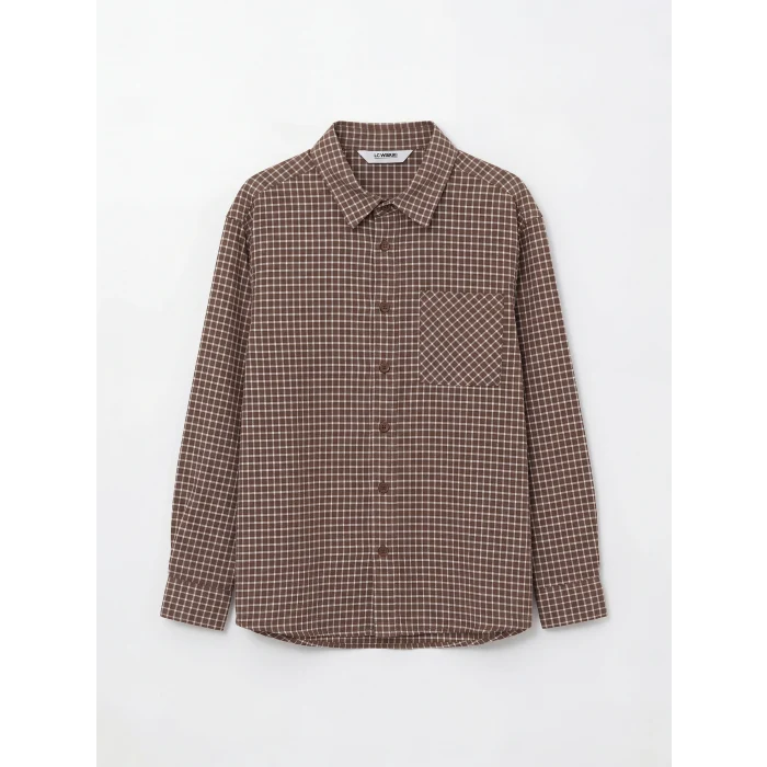 LCW Kids Kahverengi Ekose Erkek Çocuk Gömlek