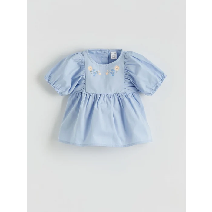 LCW baby Mavi Çiçekli Kız Bebek Bluz ve Tayt