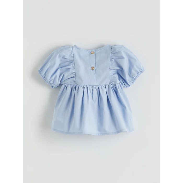 LCW baby Mavi Çiçekli Kız Bebek Bluz ve Tayt