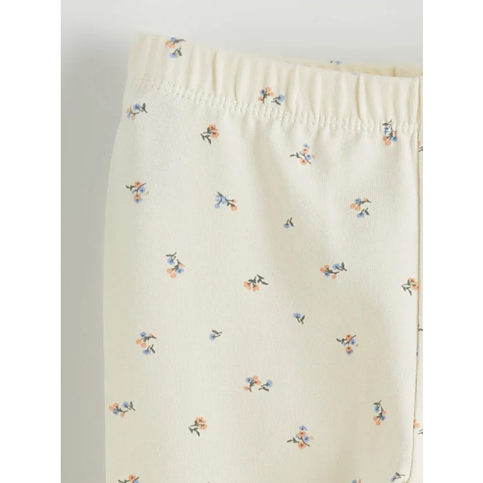 LCW baby Mavi Çiçekli Kız Bebek Bluz ve Tayt