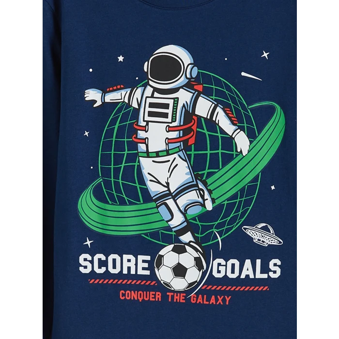 LCW Kids Lacivert Bisiklet Yaka Erkek Çocuk Pijama Takımı