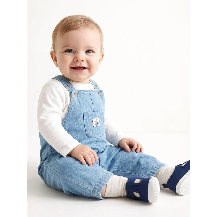 LCW baby İndigo Erkek Bebek Jean Salopet ve Tişört