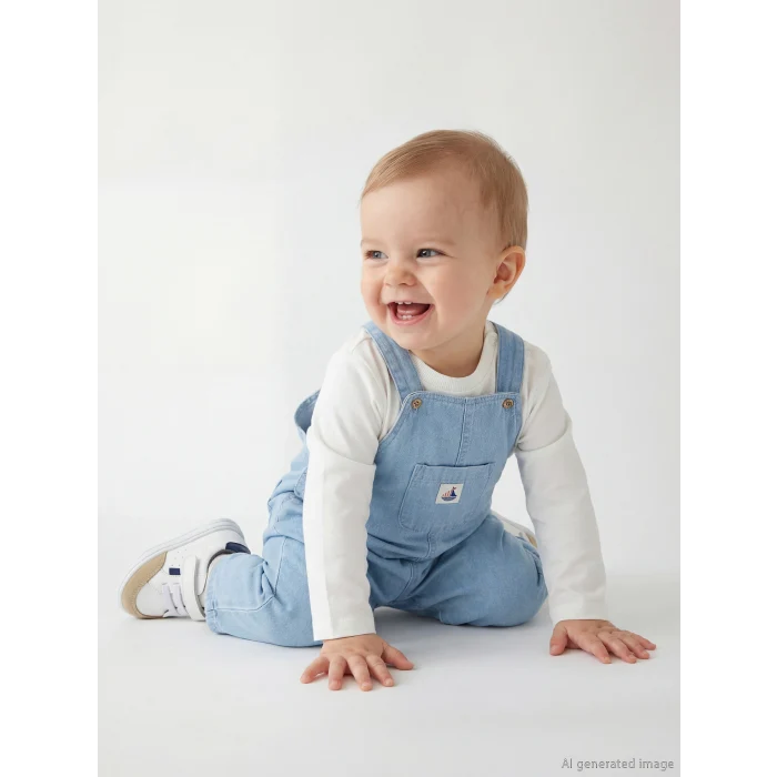 LCW baby İndigo Erkek Bebek Jean Salopet ve Tişört