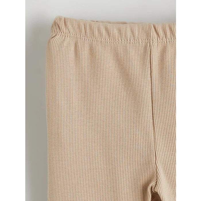 LCW baby Bej Nakış Desenli İspanyol Paça Kız Bebek Bluz ve Tayt