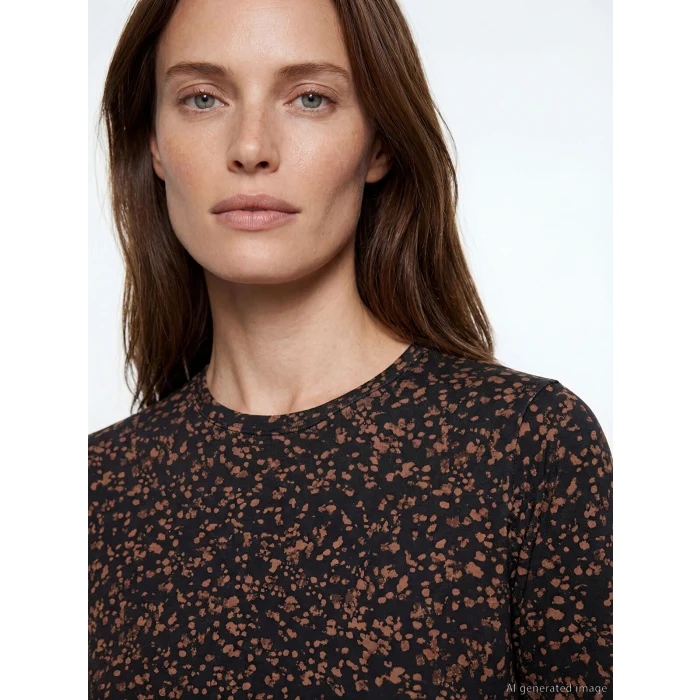 LCW Grace Kahverengi Bisiklet Yaka Desenli Bluz