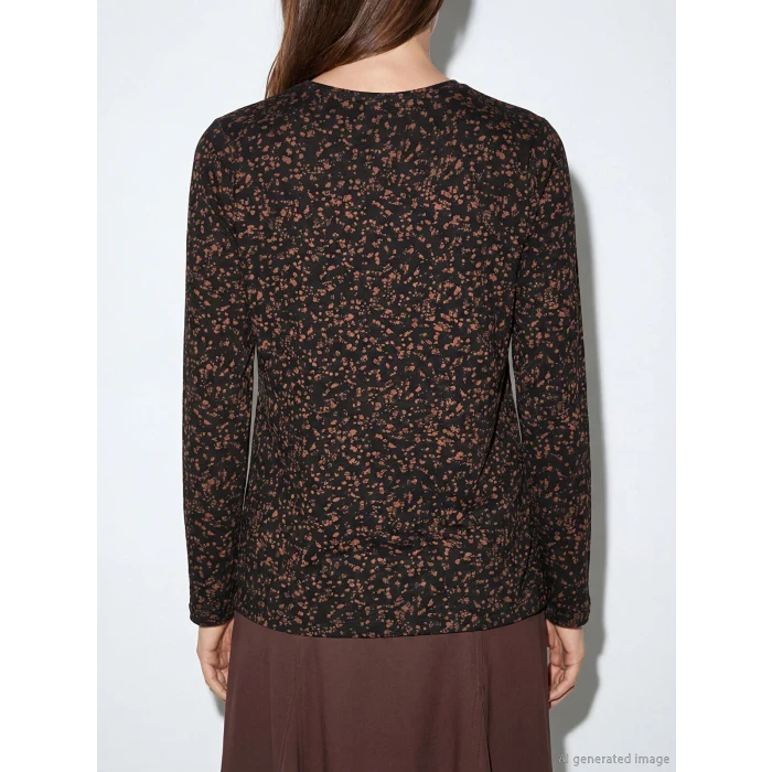 LCW Grace Kahverengi Bisiklet Yaka Desenli Bluz