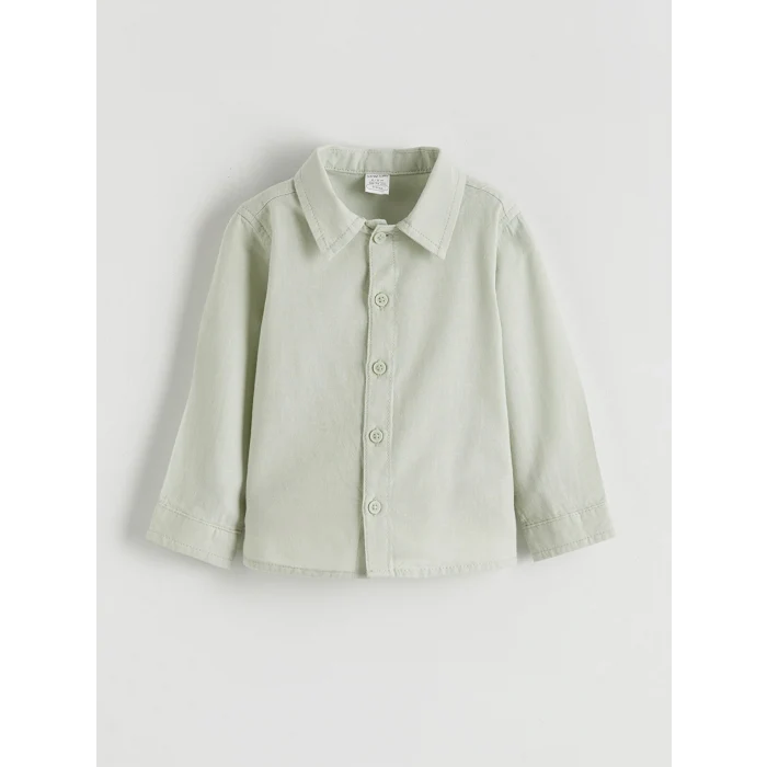 LCW baby Yeşil Uzun Kollu Erkek Bebek Gömlek ve Pantolon