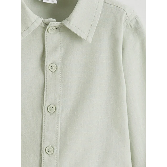 LCW baby Yeşil Uzun Kollu Erkek Bebek Gömlek ve Pantolon