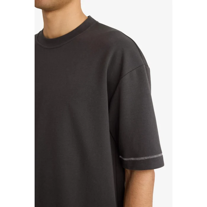 Defacto C0147AXAR221 Antrasit Nefes Alabilen Kumaş Tişört