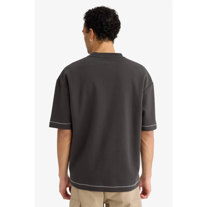 Defacto C0147AXAR221 Antrasit Nefes Alabilen Kumaş Tişört