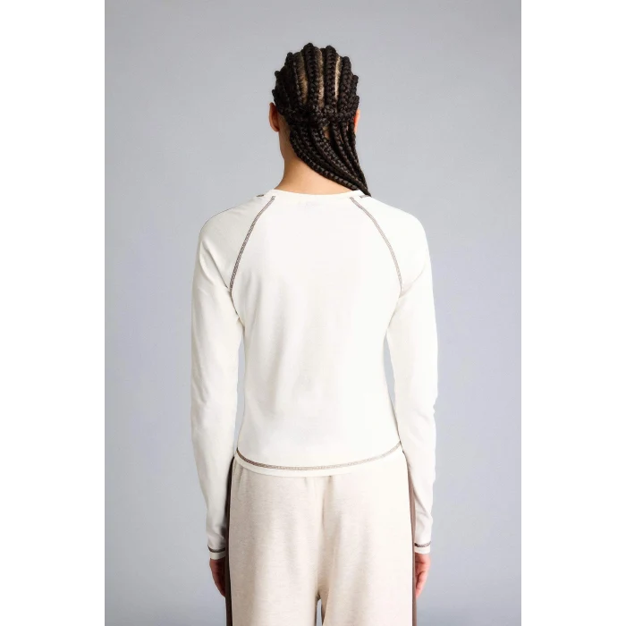 Defacto F8237AXER98 Ekru NBA Wordmark Uzun Kollu Tişört