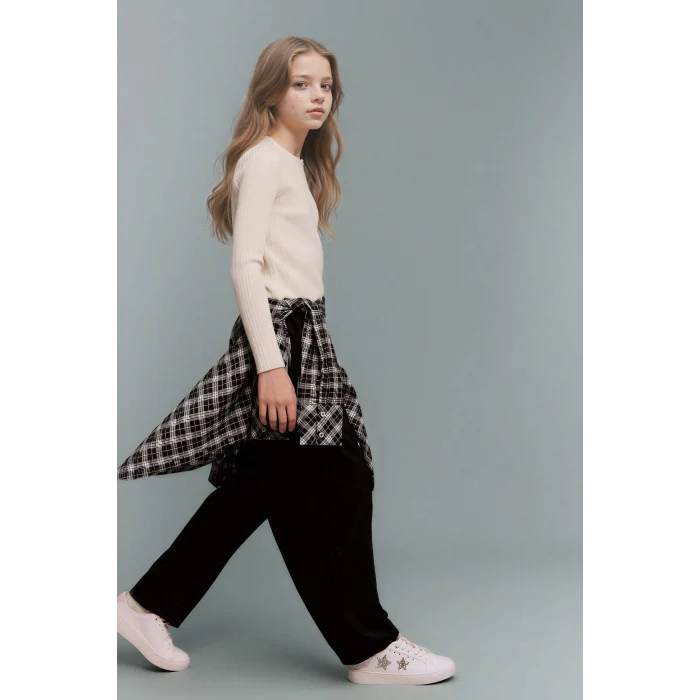 Defacto G6753A8BK27 Siyah Balloon Fit Esnek Bantlı Paça Pantolon Kız Çocuk