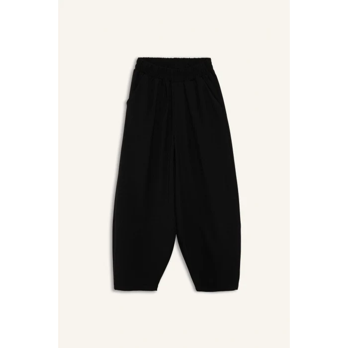 Defacto G6753A8BK27 Siyah Balloon Fit Esnek Bantlı Paça Pantolon Kız Çocuk