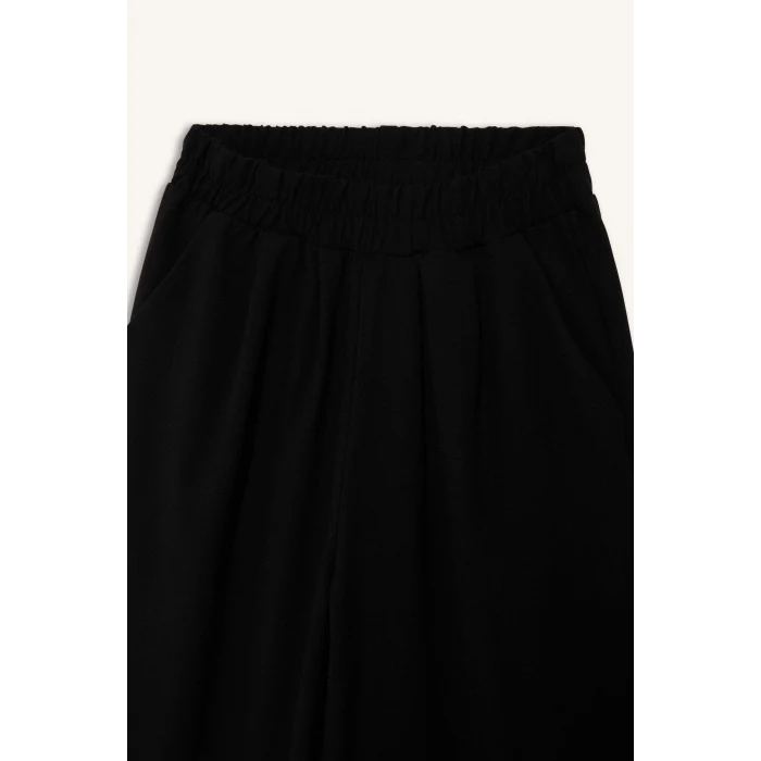 Defacto G6753A8BK27 Siyah Balloon Fit Esnek Bantlı Paça Pantolon Kız Çocuk