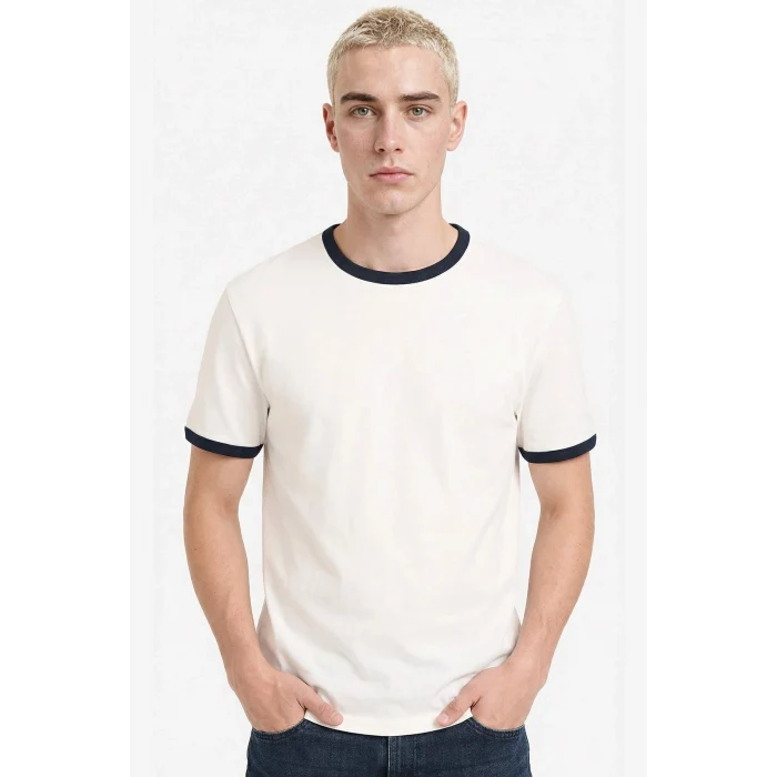 Defacto F8158AXER105 Ekru REGULAR FIT %100 Pamuk Tişört