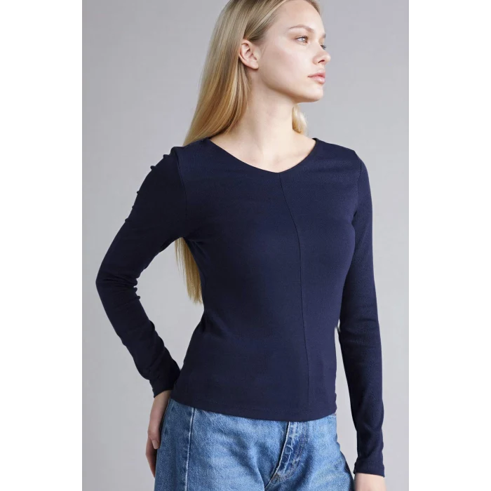 Defacto G9521AXNV251 Lacivert Slım Fıt Basıc Modal Tişört